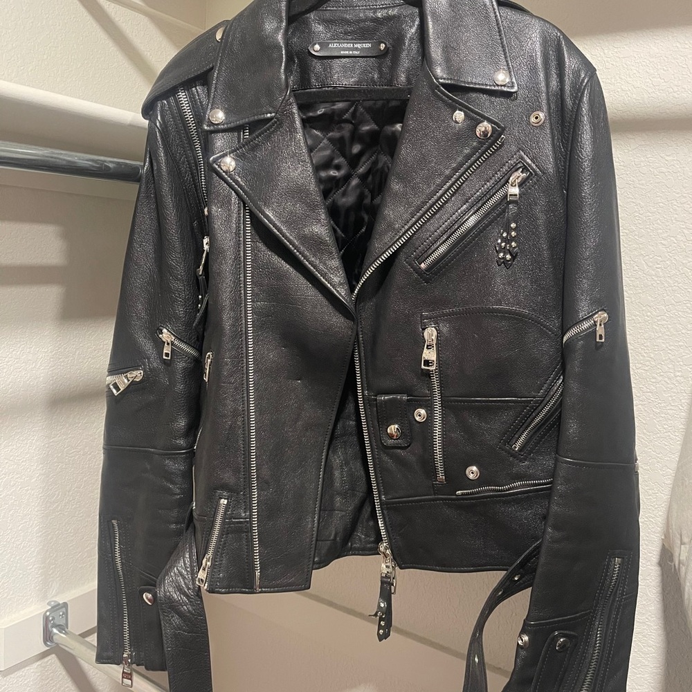 Alexander McQueen Black Leather Moto Jacket